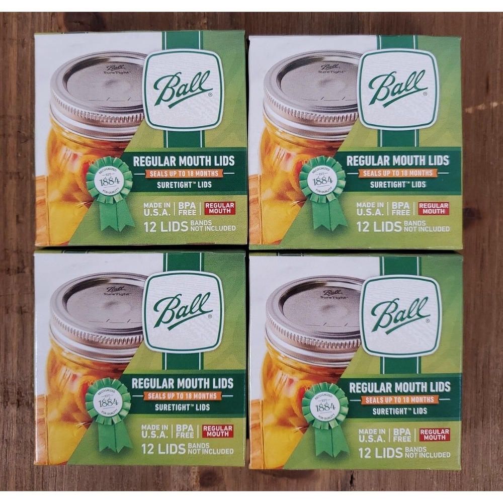 Ball Regular Mouth Canning Lids 4 Boxes of 12 (48 Lids Total) Brand BPA Free